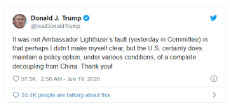 Photo of Donald-Trump Tweet-America taking down the dragon from china( Complete Decoupling)