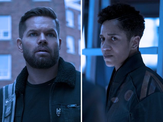 The Expanse Amos (Wes Chatham) and Naomi (Dominique Tipper)