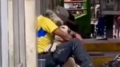 Photo of Dog hugs a homeless person, people are getting emotional after seeing a lot of love