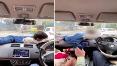Photo of Parents messing with road safety with child in the car video viral