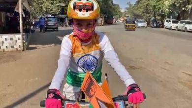 Photo of A ten-year-old girl from Thane, adjacent to Mumbai, made a record, riding a bicycle from Kashmir to Kanyakumari, Video-