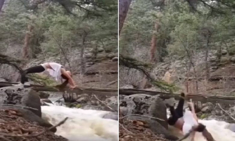 The girl's balance due to exercise, fell in the river, watch the shocking video