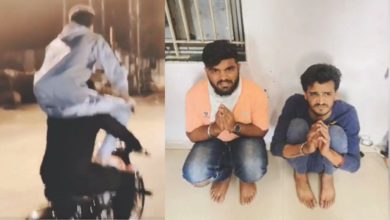 Photo of Two men were seen doing stunts on a bike, IPS shared the video and wrote – Journey from hero to villain