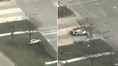 Photo of High speed car collided with tree, blew away, watch shocking video