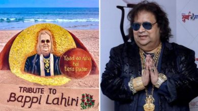 Photo of Sand artist Sudarshan Patnaik paid tribute to Bappi Da in his own style, wrote – will remember your love!