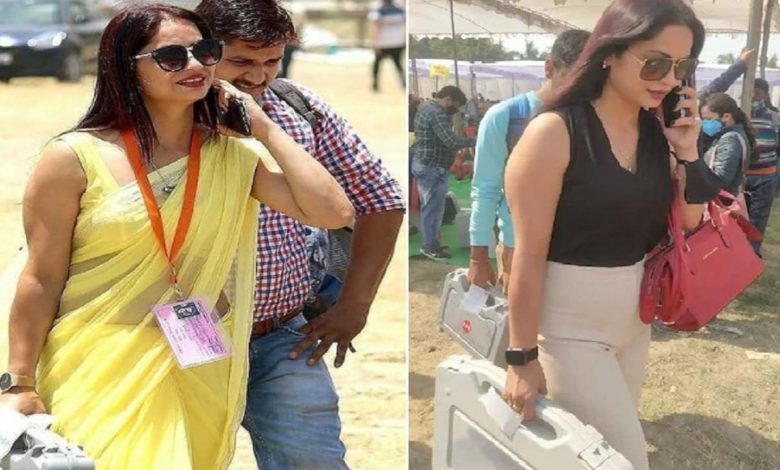 If you remember the Lok Sabha elections held in the year 2019, then at that time the pictures of a polling officer in a yellow sari had become very viral on social media.  Now when there is an atmosphere of elections in Uttar Pradesh, who will forget this officer and the officer did not even let the people forget.  In this election, this female officer has appeared in a new look.  Her new look has once again created panic on social media.  According to the information, the name of this woman officer is Reena Dwivedi and she is posted as Junior Assistant in PWD Department of Lucknow.