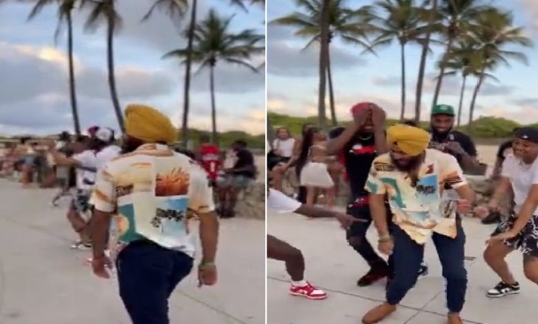 VIDEO: Sikh boy showed tremendous dance moves on the road abroad, the public became fan