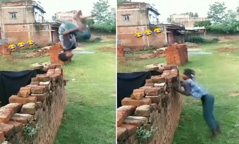 Funny Video: Boy's nose hurt due to backflip