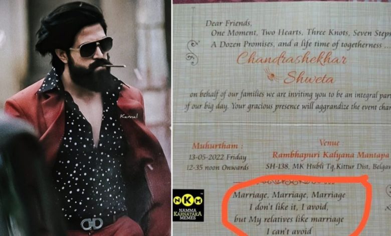 KGF Chapter 2: This guy turned out to be a Jabra fan of 'Rocky Bhai', got this dialogue printed on his wedding card!