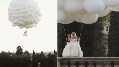 Photo of VIDEO: When the bride entered the wedding venue riding on balloons, the guests were stunned by the view