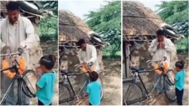 Photo of Viral: Child jumped with joy after seeing father’s second hand cycle, IAS wrote heart touching thing by sharing video