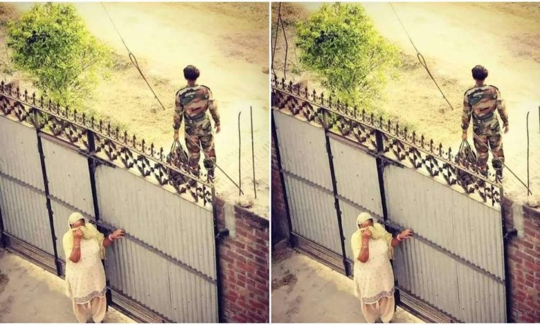 Viral Photo: On seeing this picture of soldier's son and mother, the people of the internet became emotional, people said - Salute to you mother