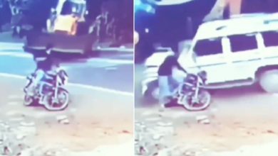 Photo of Shocking Video: A person riding a bike saved on the way to death, the soul will tremble after watching the video