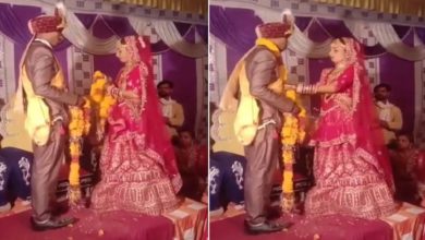 Photo of The bride dressed the groom in anger, watching the video, people said – ‘Forced marriage’