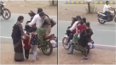Photo of The man drove the bike by sitting 2 women and 4 children on the bike, watching the video, people said – ‘You will play with security, the gates of Yamlok will open’