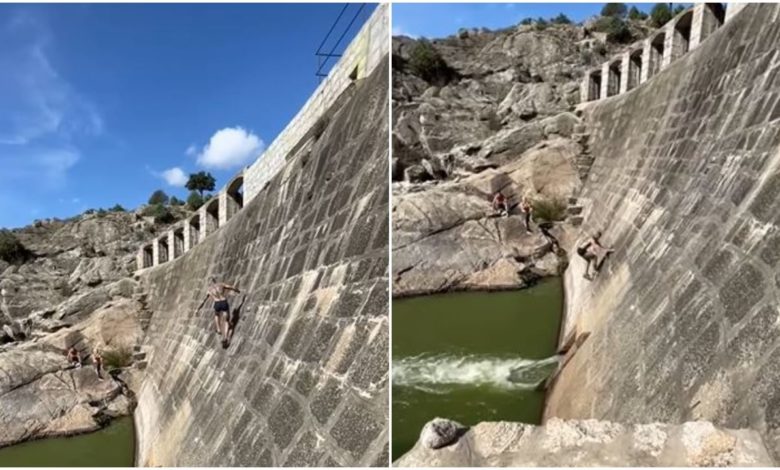 VIRAL: The man did a surprising stunt on the wall of the dam as Spider Man, people were surprised to see the video