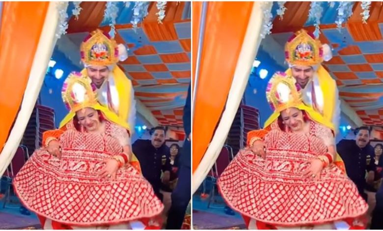 Viral Video: During the ritual, the groom gave his place by lifting the bride in his lap, people said - Wow!  couple if so