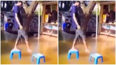 Photo of To cross the waterlogged road, the man made a strong jugaad, watching the video, people said – ‘Amazing country is mine’