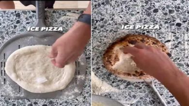 Photo of VIDEO: Have you ever eaten pizza with ice?  People were surprised to see the strange experiment of the maker