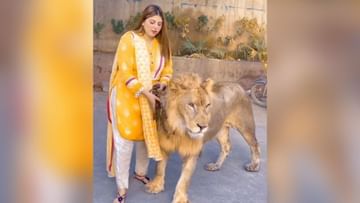 Photo of Woman seen walking man-eating lion like a dog, VIDEO stunned people
