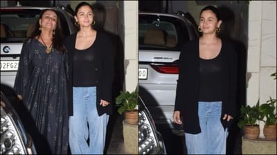 After becoming a mother, Alia Bhatt came out of the house for the first time on Monday.  The occasion was sister Shaheen Bhatt's birthday.  On this occasion, Alia along with her mother Soni Razdan posed in front of the paparazzi.  (Pic: Manav Mangalani)