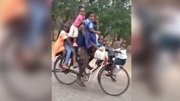 Photo of The man was seen taking 9 children on a bicycle like this, people said – What a balance Guru;  watch video