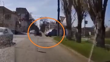 The speeding bike collided with the car;  watch video