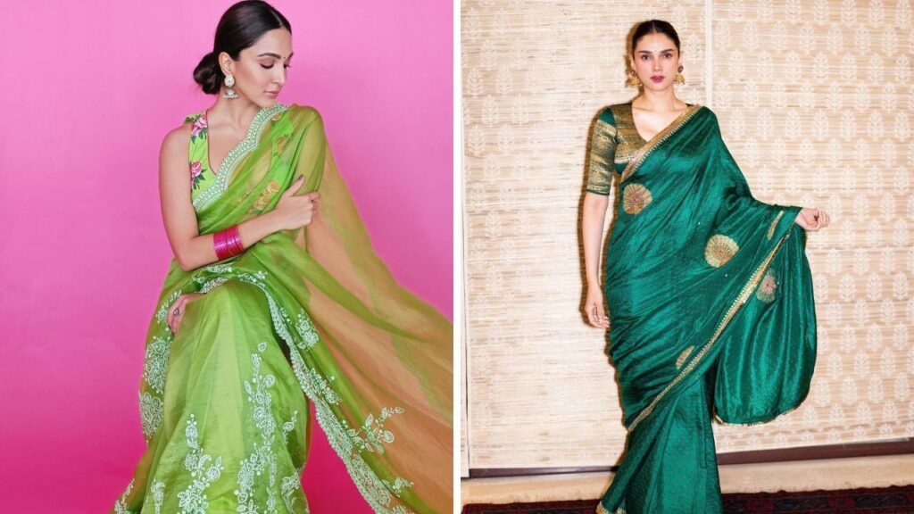 Festive Green Sarees Inspired by Actresses for Hartalika Teej