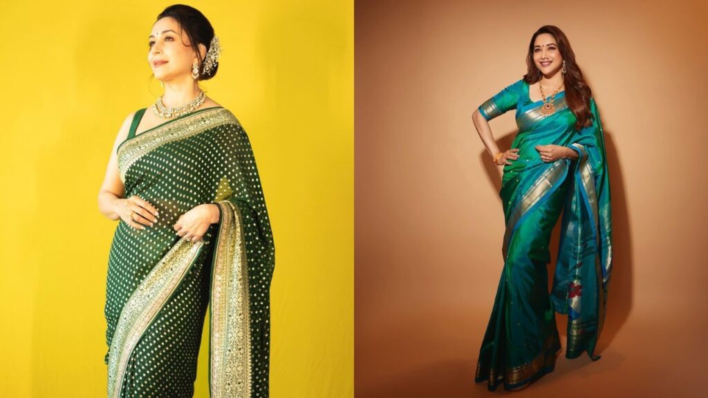 Style Yourself Like Madhuri in a Saree This Hartalika Teej