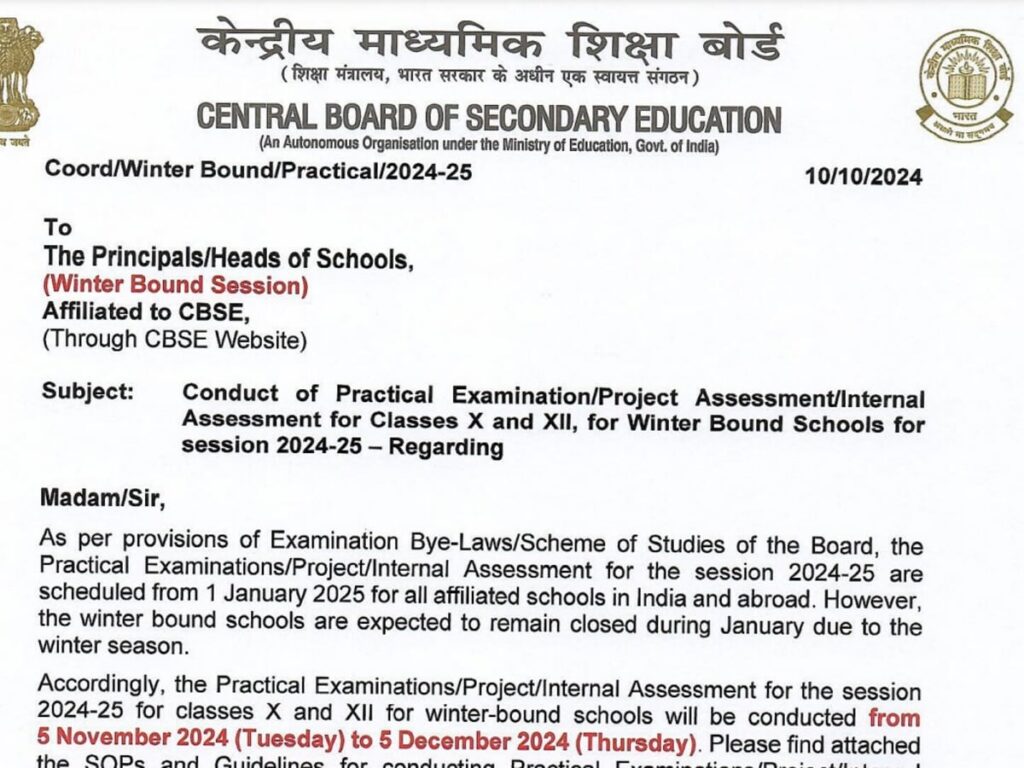 CBSE Winter Practical Exams Start November 5: Get All the Details