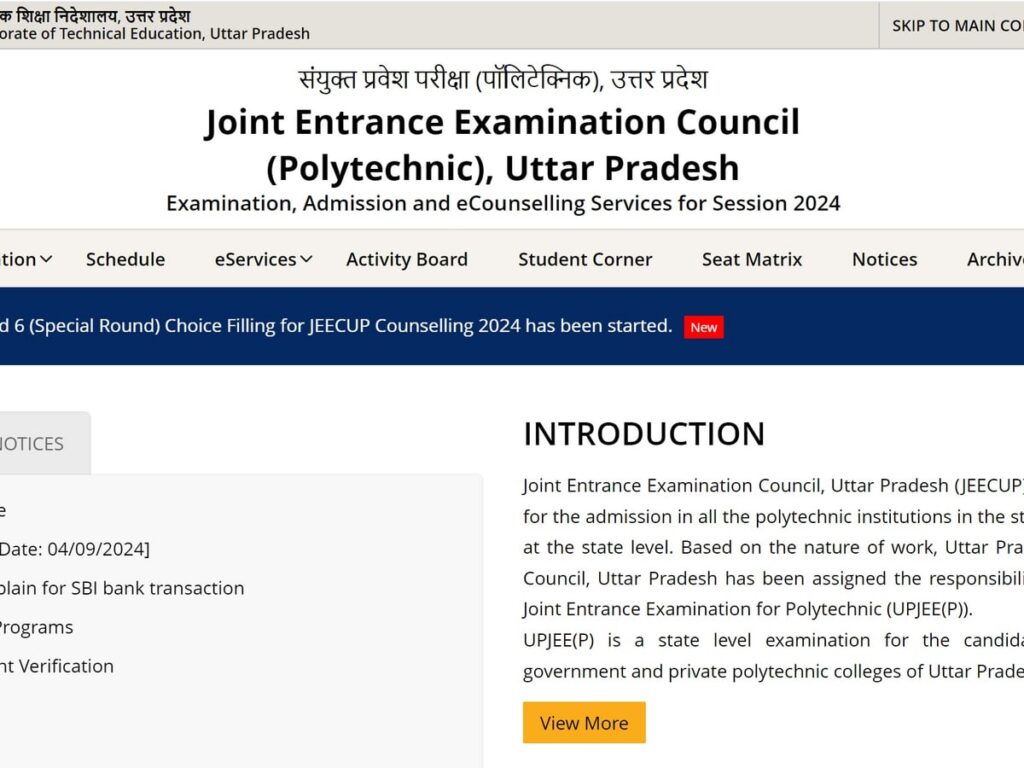 JEECUP 2024: Special Round Choice Filling Now Open at jeecup.admissions.nic.in – Get the Details!