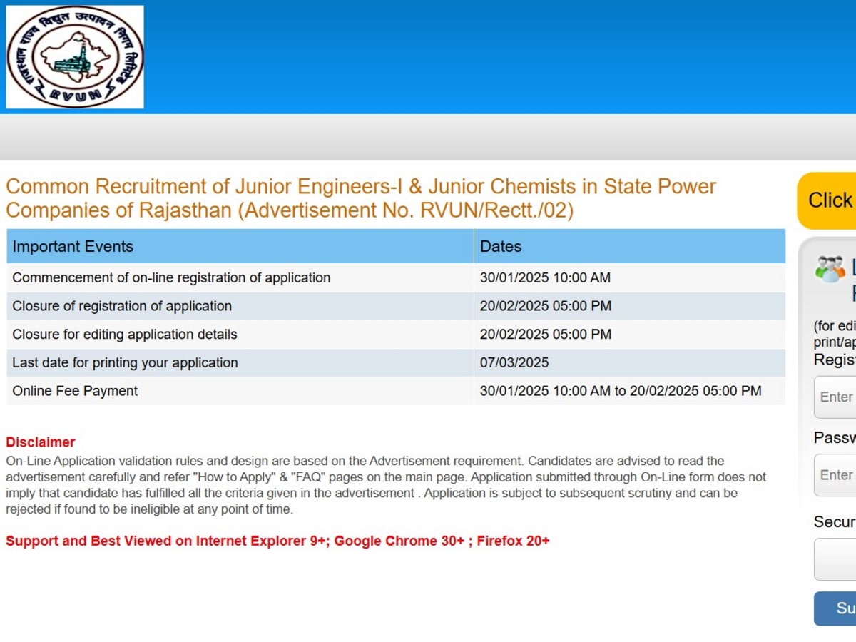 Government Jobs: 271 Junior Engineer and Chemist Positions Available in Rajasthan Electric Department