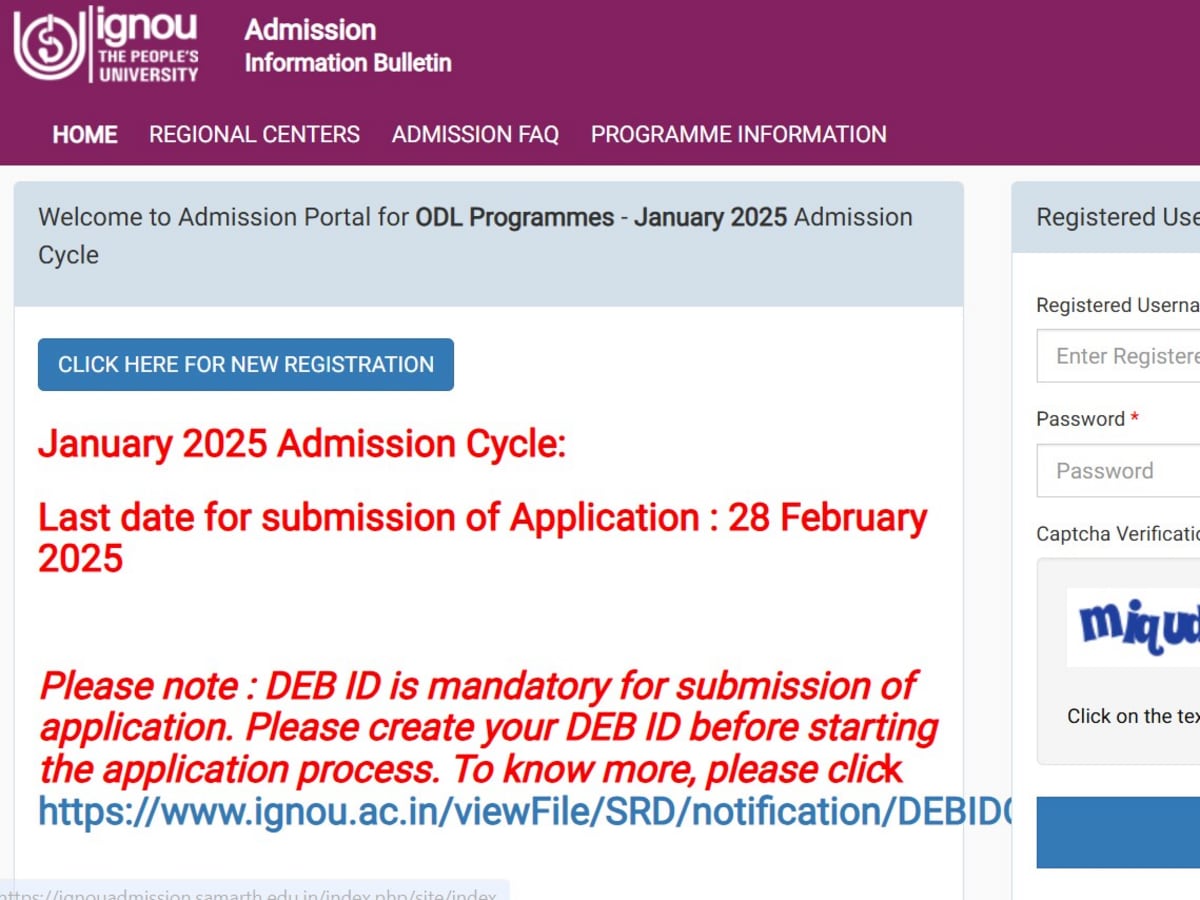 IGNOU January 2025 Admissions: Registration Closes in 2 Days - Apply Now!