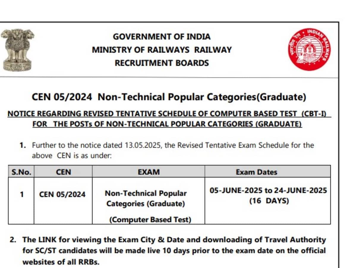 Updated RRB NTPC Exam Dates: Check the Revised Schedule for Graduate Level Recruitment
