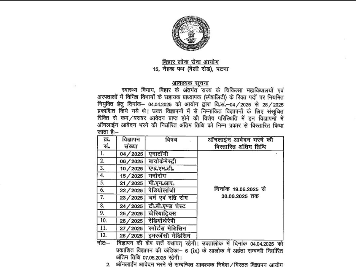 BPSC Assistant Professor Recruitment: Apply for 1711 Open Positions Starting June 19