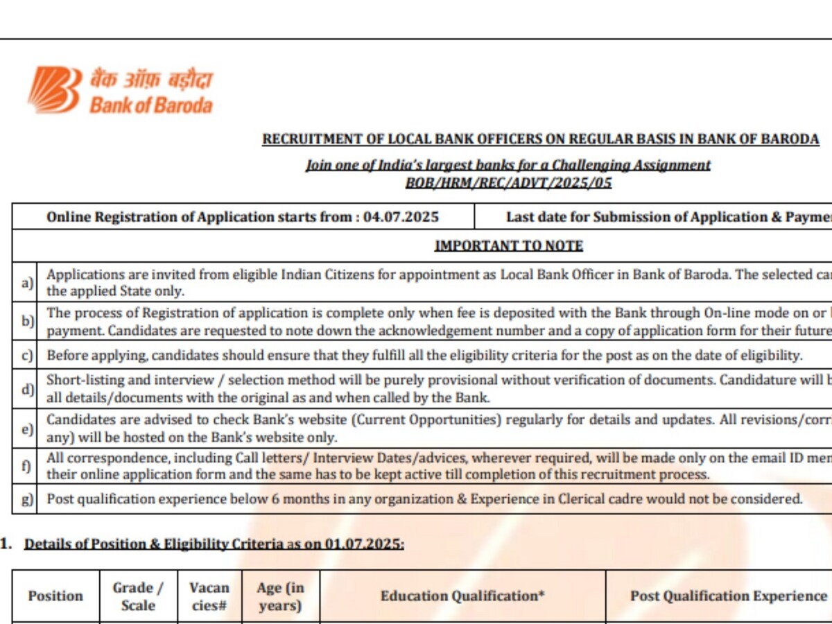 Bank of Baroda Local Bank Officer Recruitment: Apply Now for Exciting Vacancies!