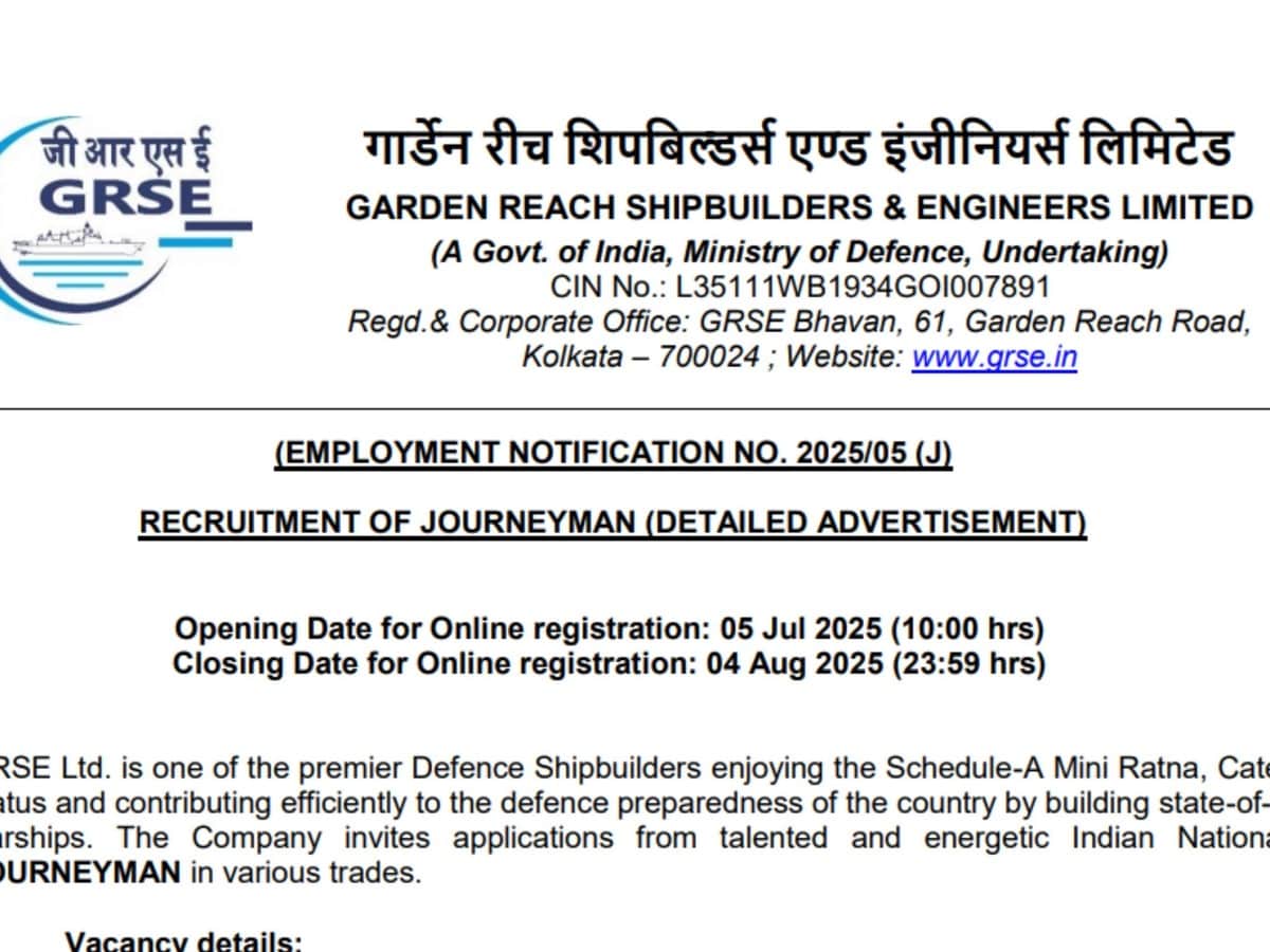 Exciting Opportunity for ITI Graduates: GRSE Hiring for Defense Sector Jobs