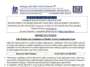 IBPS PO, SO 2025 Correction Window Opens Soon – Get All the Details